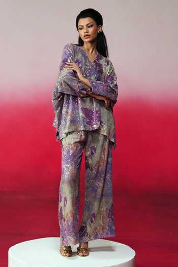 Rainas Sequin Work Top & Pant Set 