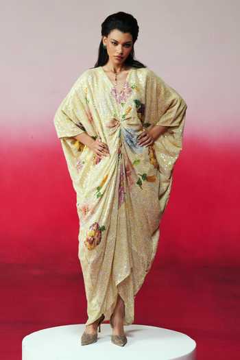 Rainas Sheesh Mahal Sequin Work & Printed Kaftan 