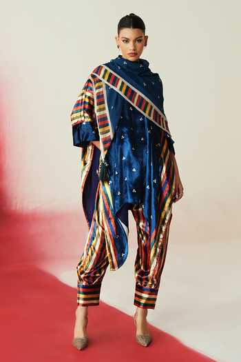 Rainas Printed High Neck Kaftan Pant Set 