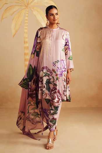 Rainas Blushstone Printed Satin Kurta Set 