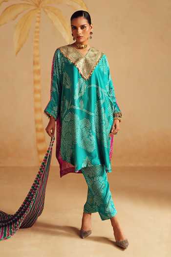 Rainas Neelraas Printed Satin Kurta & Pant Set 