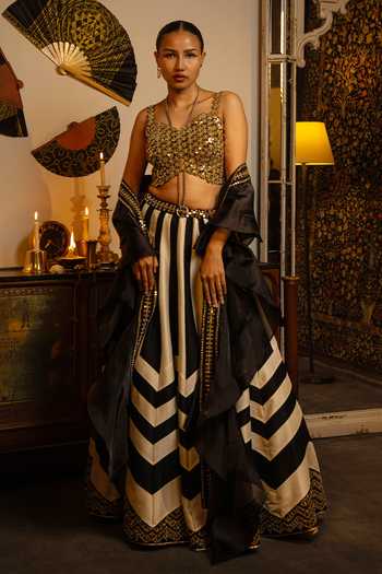 Vandana Sethi Sequin Soft Silk Lehenga Set 
