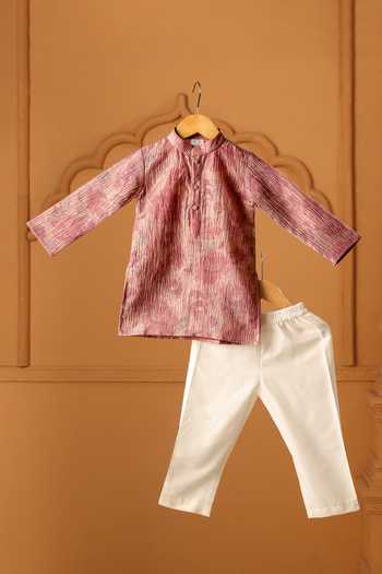 Casa Ninos Rosewood Crushed Kurta Set 
