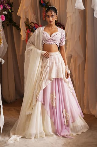 Shwetanga Organza Cotton Layered Lehenga Set 