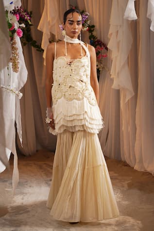 Shwetanga Bead Work Tunic Sharara Set 