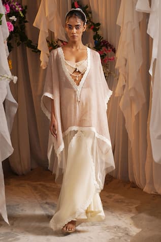 Shwetanga Sheer Kaftan Flared Pant Set 