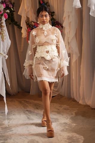 Shwetanga Cotton Tulle Dress & Skirt Set 