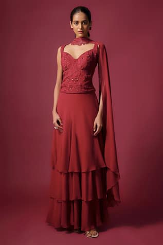 Mehak Murpana Embroidered Corset Skirt Set 