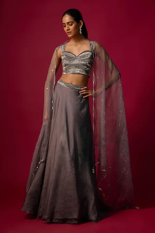 Mehak Murpana Organza Placement Embroidered Skirt Set 