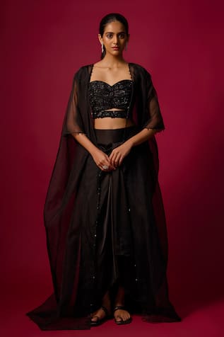 Mehak Murpana Embroidered Cape Skirt Set 
