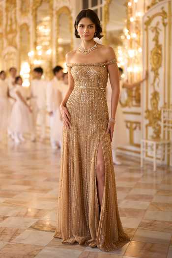 Seema Gujral Sequin & Crystal Embellished Gown