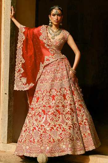 Anushree Reddy Riti Bridal Embroidered Organza Lehenga Set 