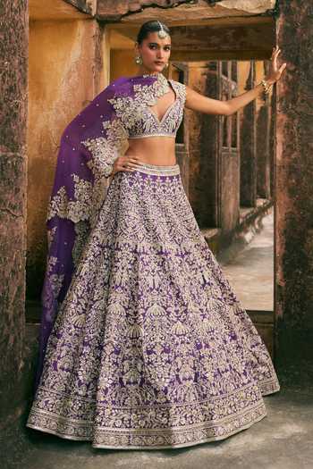 Anushree Reddy Mehar Flower Embroidered Organza Lehenga Set 
