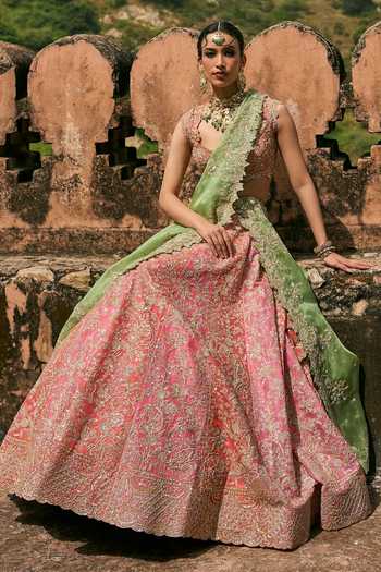 Anushree Reddy Vajra Embroidered Organza Lehenga Set 