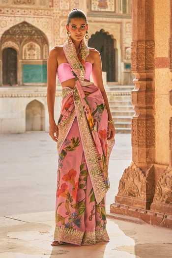 Anushree Reddy Ruh Printed Organza Saree & Unstitched Blouse Piece 