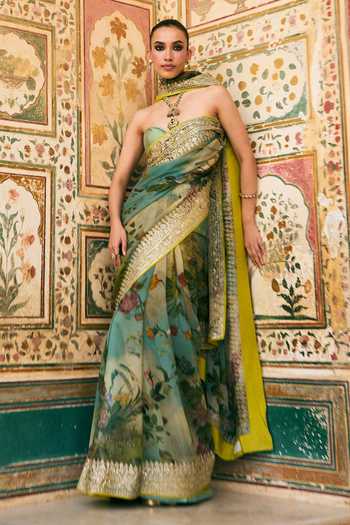 Anushree Reddy Ruh Printed Chiffon Saree & Unstitched Blouse Piece 
