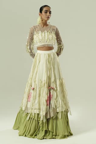 Shwetanga Embroidered Blouse Lehenga Set 