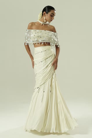 Shwetanga Sequin Embroidered Top & Skirt Set 