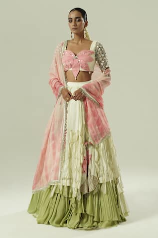 Shwetanga Embellished Layered Lehenga Set 
