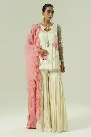 Shwetanga Embroidered Kurta Sharara Set 