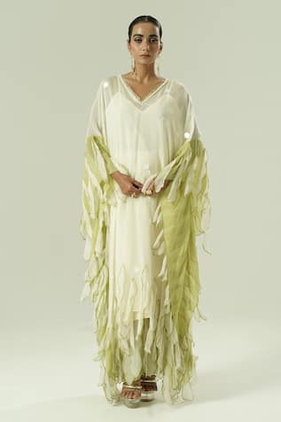 Shwetanga Organza Crepe Kaftan Set 