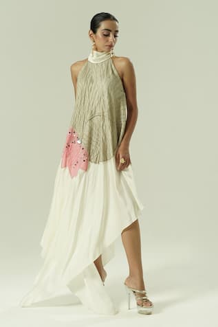 Shwetanga Sequin Embellished Halter Neck Dress 