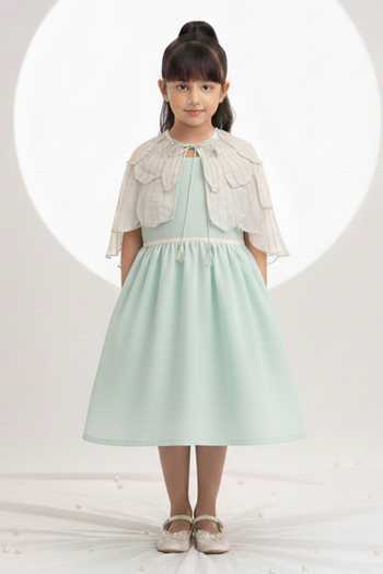 MI Dulce AN'YA Applique Embroidered Cape With Dress 