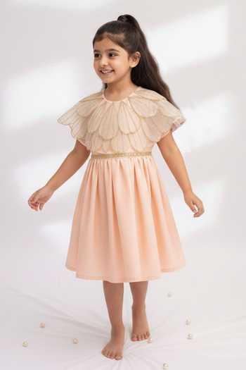 MI Dulce AN'YA Petal Applique Work Cape With Dress 