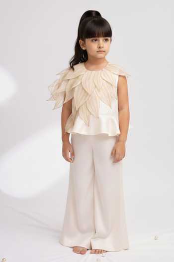 MI Dulce AN'YA Petal Applique Embroidered Top & Palazzo Set 