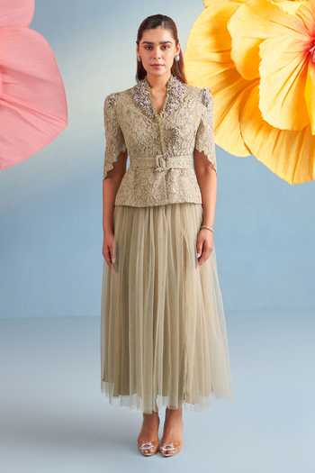 Parul And Preyanka Serena Jacket Skirt Set 