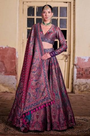 Safaa Umairah Paisley Woven Lehenga Set 