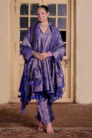 Safaa Zareen Woven Anarkali Set 