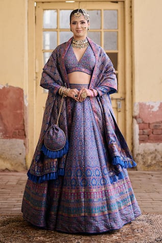 Safaa Kashni Ajrakh Woven Lehenga Set 