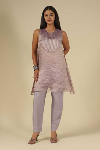 LATHA PUTTANNA Beaded Straight Kurta Set 