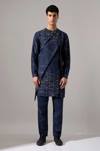 Son Of A Noble Snob Austin Network Print Linen Kurta & Pant Set 