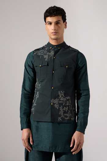 Son Of A Noble Snob Vance Hand Embroidered Cotton Bundi 