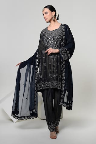 OHH CROW Mirror Work Straight Kurta Set 