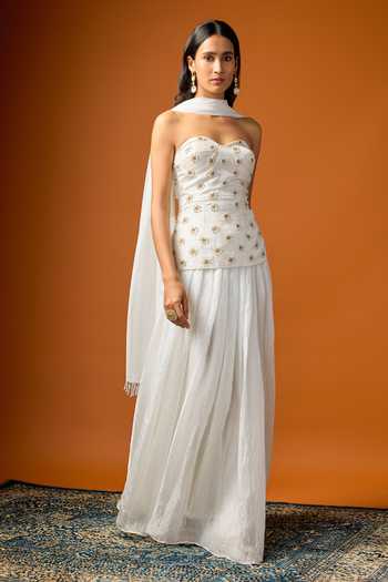 RAYASHA KHAN Malak Embroidered Corset Skirt Set 