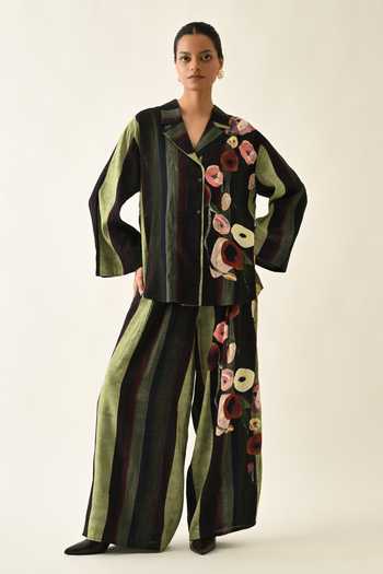 OFRIDA Moss Striped Pleated Pant 