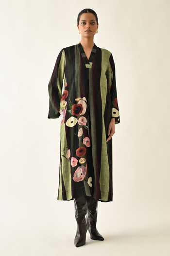 OFRIDA Moss Stripes A-Line Dress 