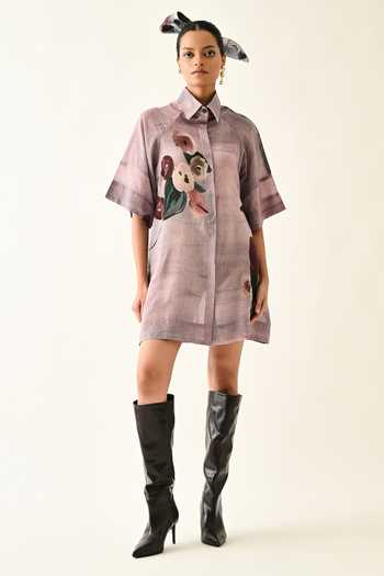 OFRIDA Dusk Pink A-Line Short Dress 