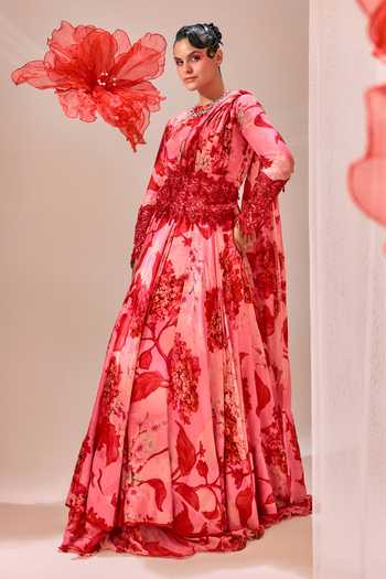 Sachkiran Bimbra Printed Chiffon Anarkali & Belt Set 
