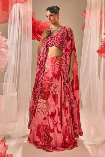 Sachkiran Bimbra Printed Cape Lehenga Set 