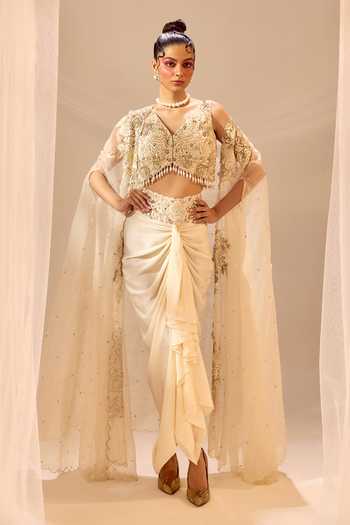 Sachkiran Bimbra Embroidered Cape Skirt Set 