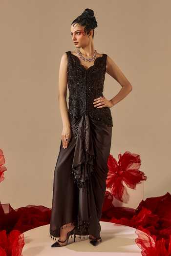 Sachkiran Bimbra Embroidered Jacket & Draped Skirt Set 