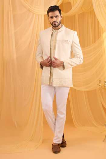Spring Break Cream Embroidered Jacket Shirt Set 