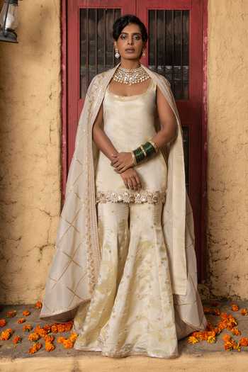 Monk & Mei By Sonia Anand Mihira Benarasi Silk Tissue Blend Kurta Set 