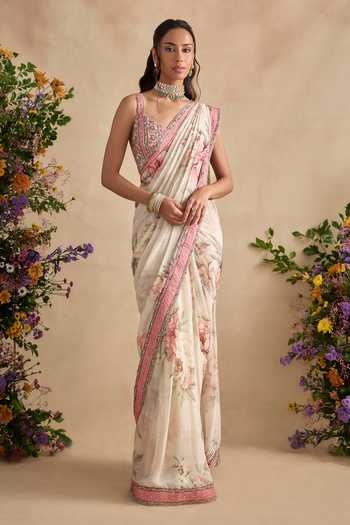Kalista Yuvika Floral Pattern Pre-Draped Saree Set 