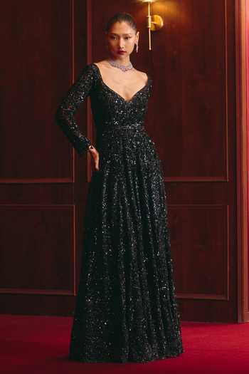 ANGAD SINGH The Onyx Verdict Embroidered Gown 