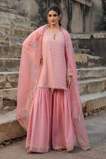 Label Niti Bothra Embroidered Kurta Sharara Set 